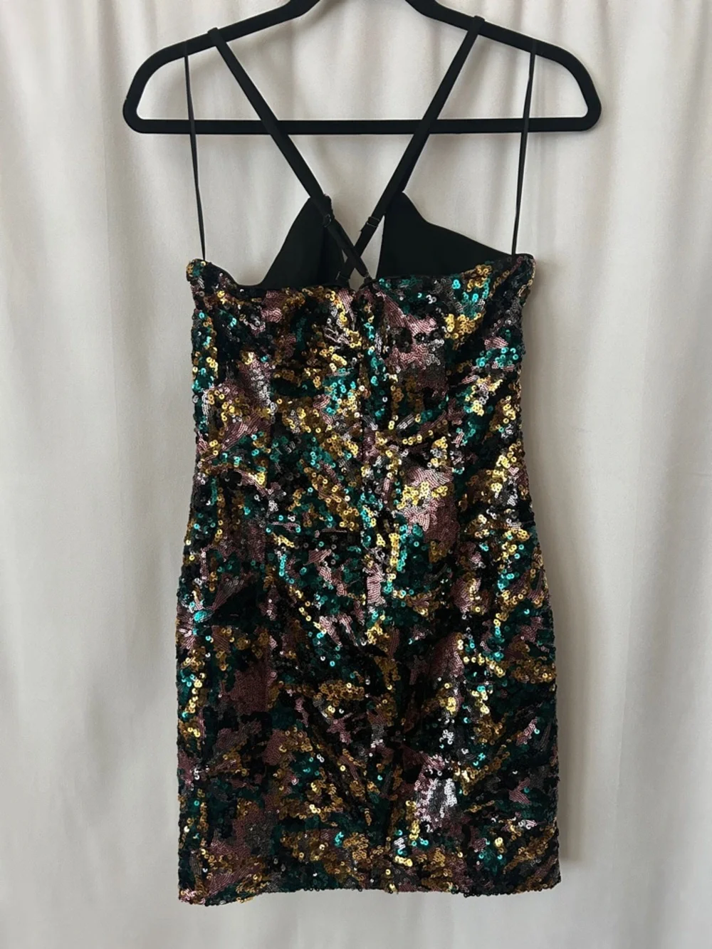 Dress the Population Sexy Black Sequins Strappy Cocktail Mini Dress **Size M**🔥🔥 - Picture 2 of 8